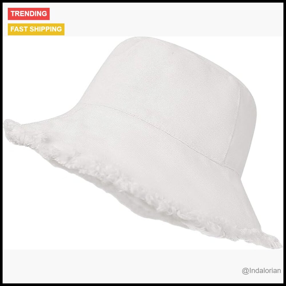 Distressed Cotton Bucket Hat Wide Brim Fisherman Cap Retro Y2K Summer Sun